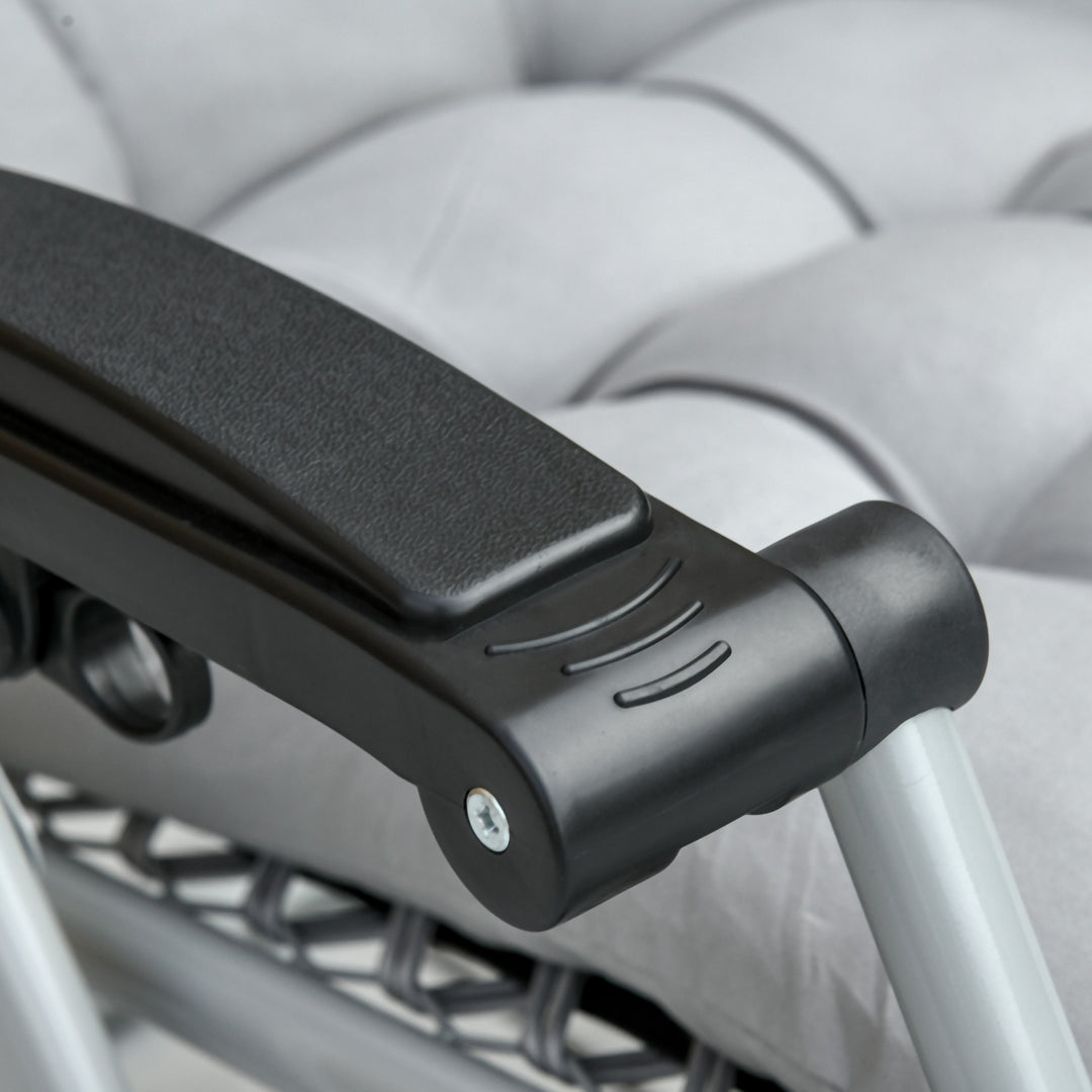 MCL 2pc Reclining Zero Gravity Sun Loungers ,Folding Chaise Lounge Chair with Cushions, Light Grey