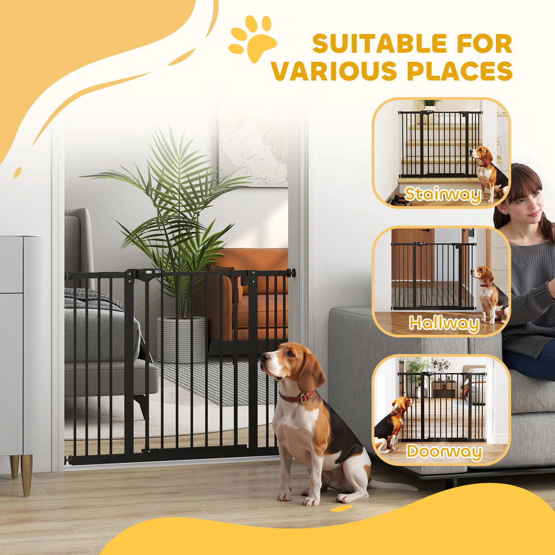 Adjustable Safety Gate w/ Two Extensions, Four Adjustable Screws, Black