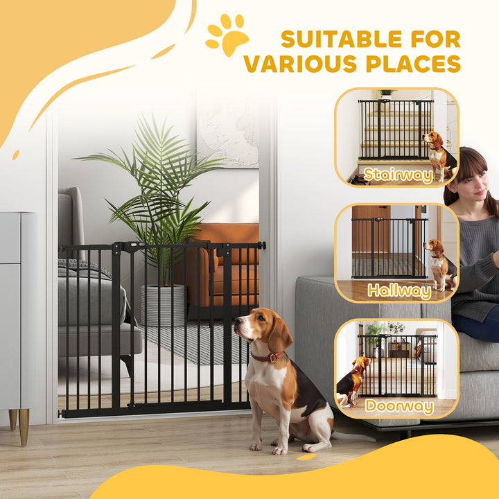 Adjustable Safety Gate w/ Two Extensions, Four Adjustable Screws, Black