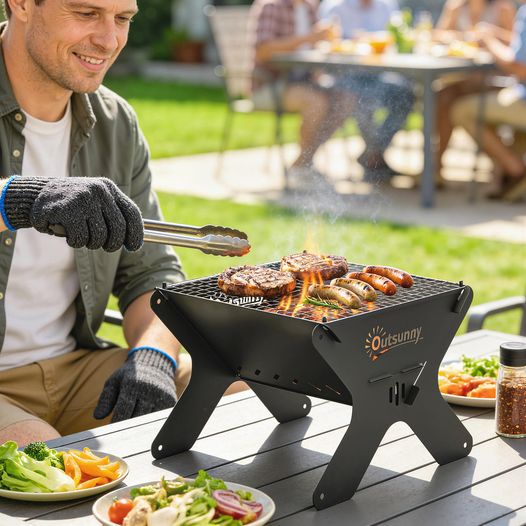 2-In-1 Portable BBQ Grill and Camping Fire Pit, Tabletop Charcoal Barb