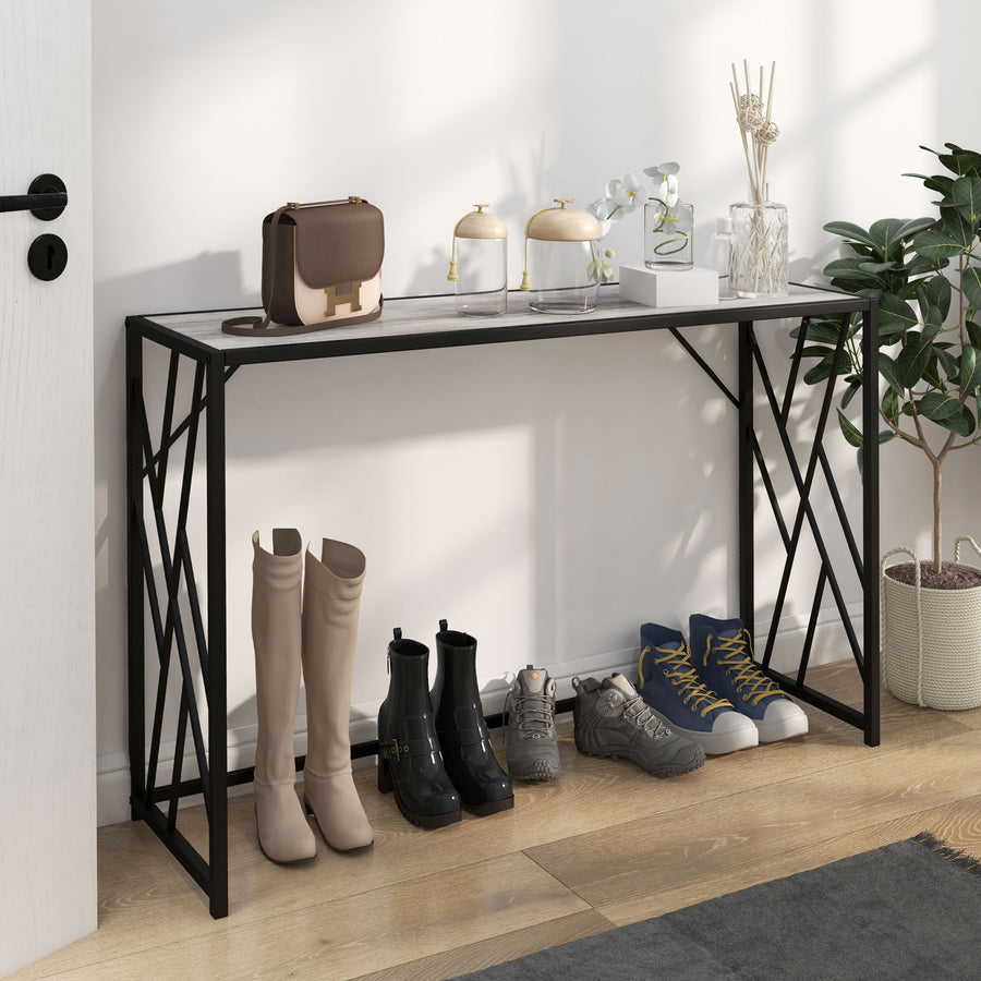 Console Table, Industrial Sofa Table with Metal Frame for Living Room, Hallway, 120 cm, Grey