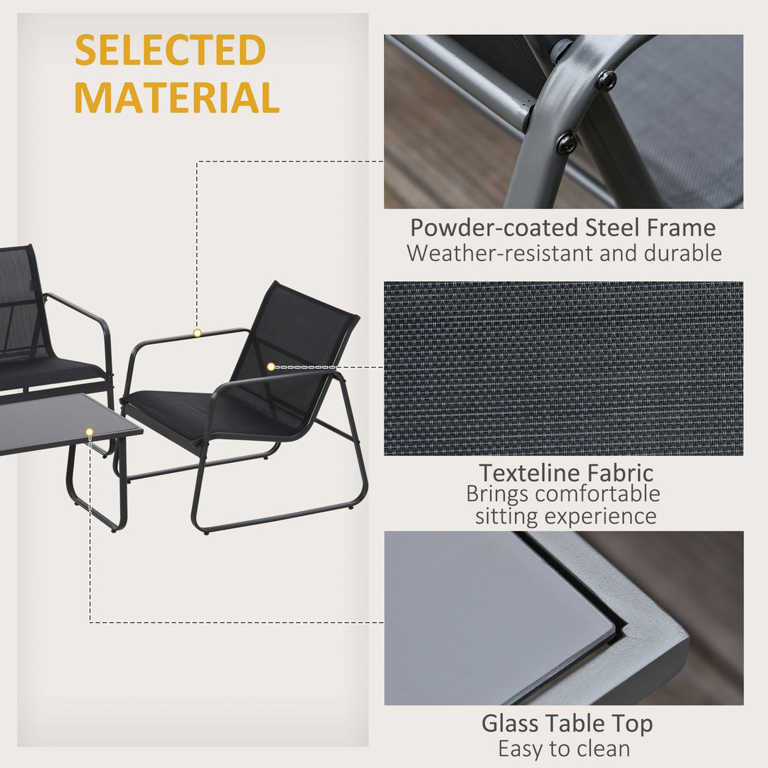 Four-Piece Minimalistic Garden Sofa Set - Black
