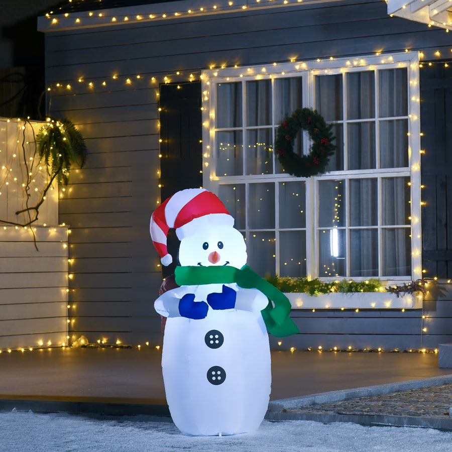 4ft Inflatable Standing Christmas Decoration Large Waterproof Snowman with LED and Inflator