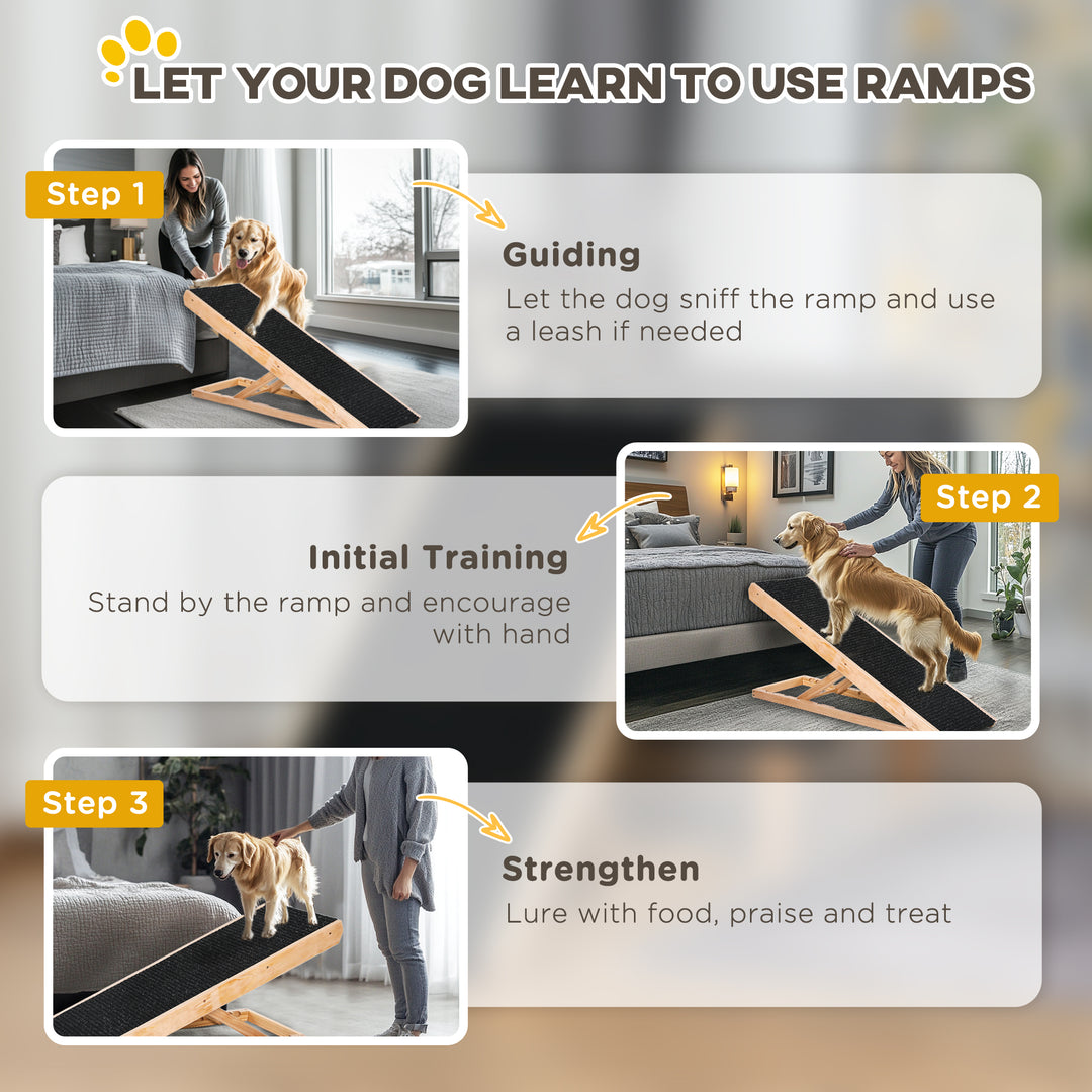 Dog Ramp, Foldable Pet Ramp with 4 Adjustable Heights, Non-Slip Finish