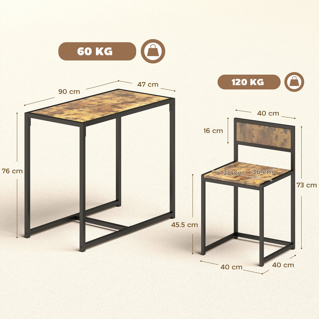 3 Piece Table Stool Set - Rustic Brown