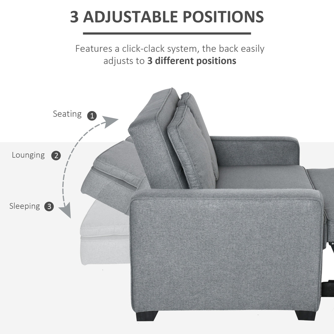 Double Sofa Bed Click Clack Sofa Bed Pull Out Bed with Adjustable Backrest for Living Room and Bedroom Grey