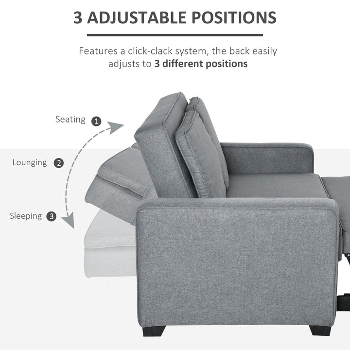Double Sofa Bed Click Clack Sofa Bed Pull Out Bed with Adjustable Backrest for Living Room and Bedroom Grey