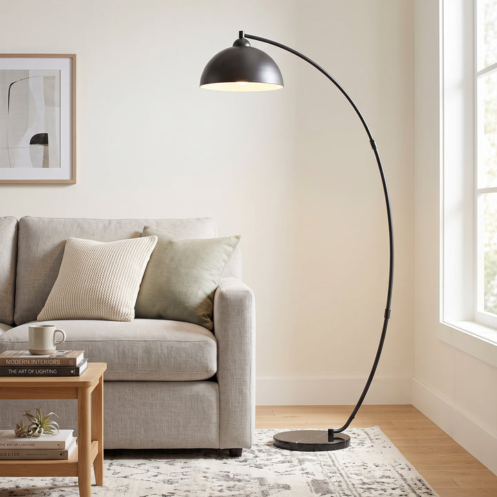 C-Shaped Floor Lamp, Modern Standing Lamp with Bowl-Shaped Reflective - view 2
