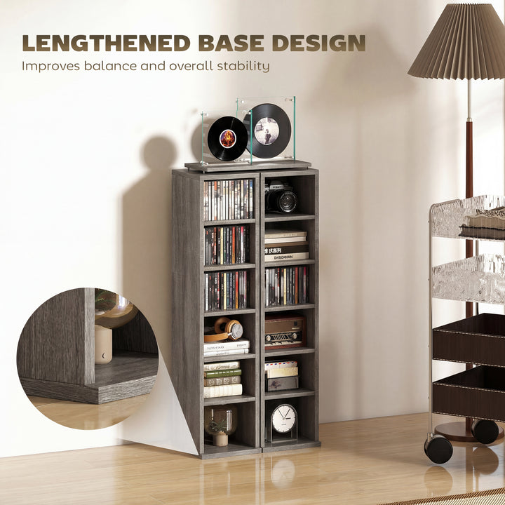 Set of 2 CD Media Display Shelf Unit Tower Rack with Adjustable Shelve