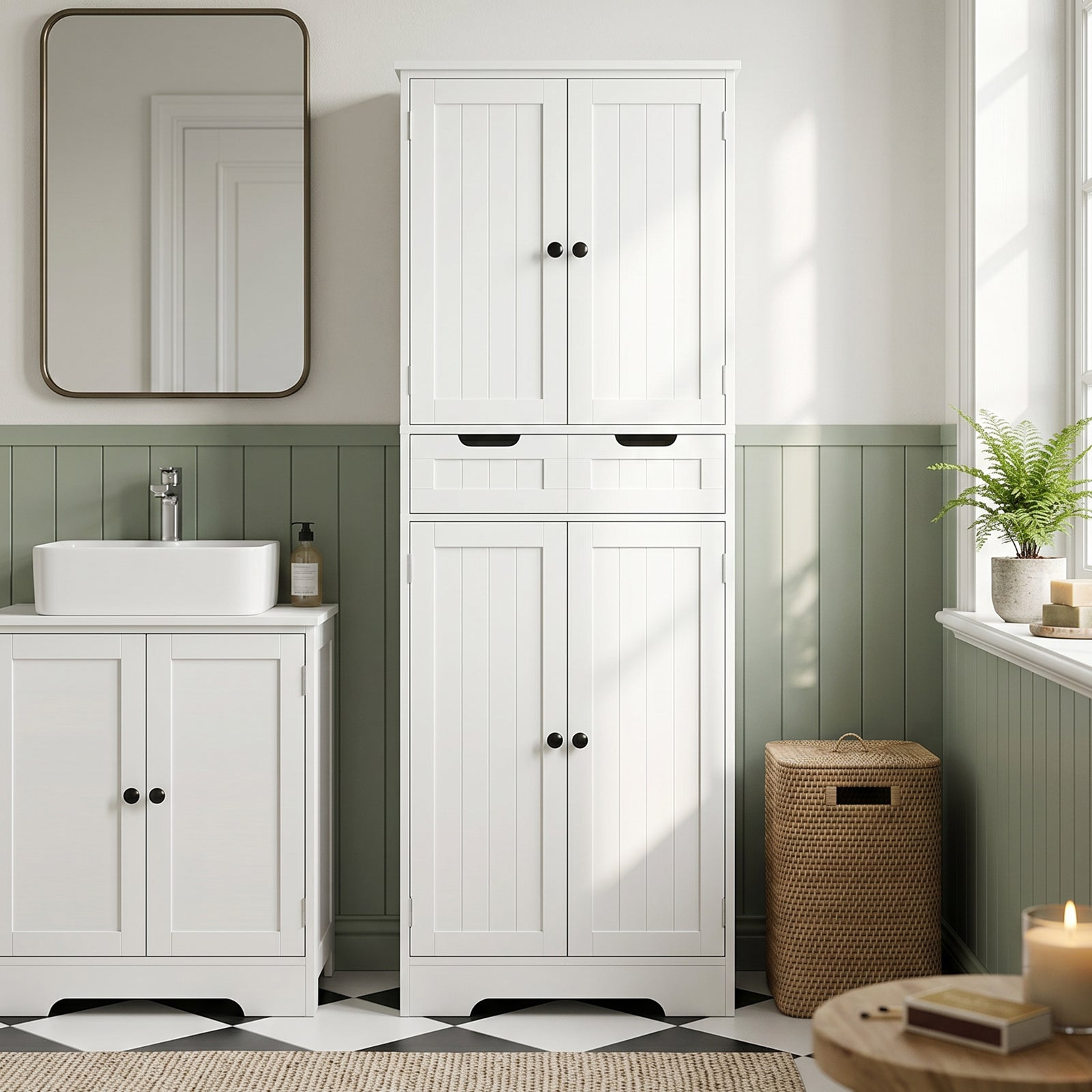 Tall Bathroom Cabinet, Freestanding Bathroom Storage Cabinet with Draw