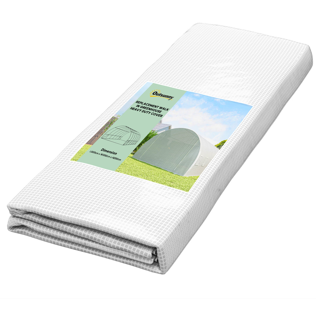 MCL Greenhouse Replacement Cover ONLY Winter Garden Plant PE Cover with Roll-up Windows Door, 6 x 3 x 2m White