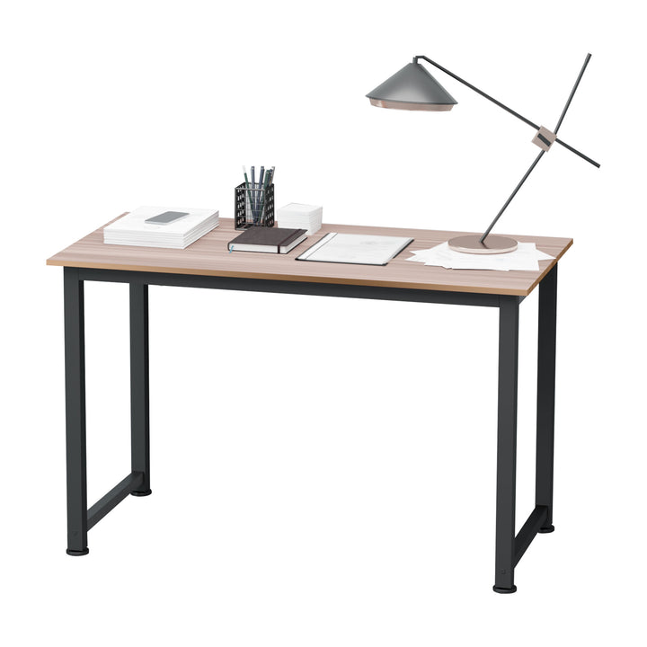 HOMCOM Computer Desk, PC Writing Table, Home Office Workstation, Adjustable Feet, Metal Frame, Oak Black | Aosom UK