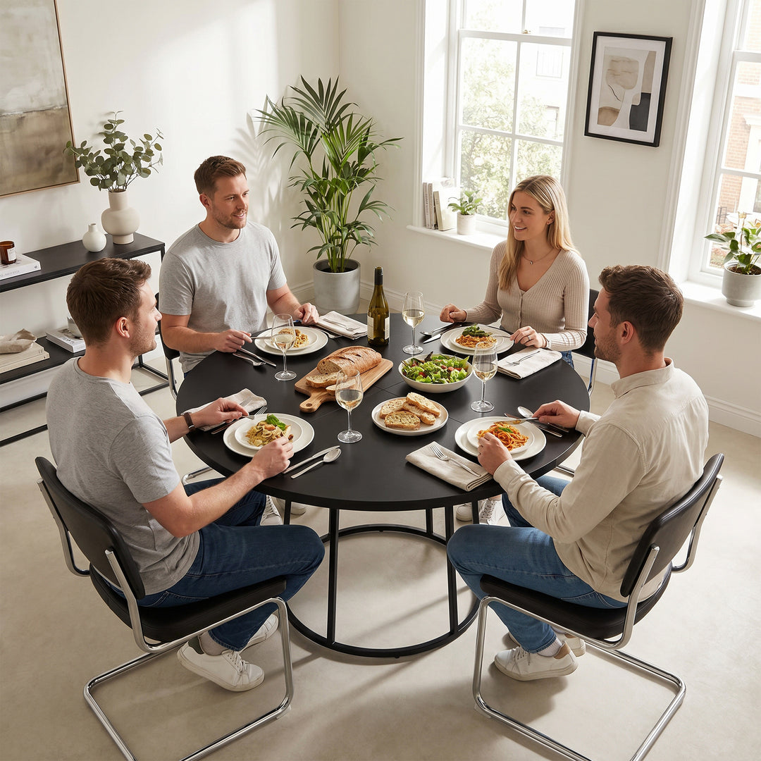 Dining Table Space Saving Kitchen Table Spliced Tabletop Conical Metal