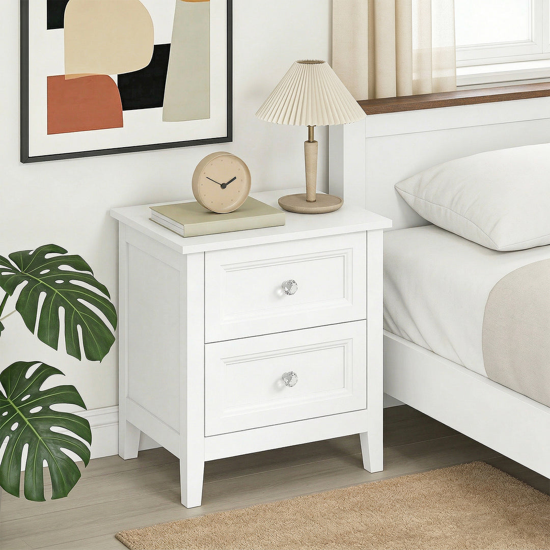 Nightstand with 2 Drawers Modern Bedside Table for Bedroom Living Room
