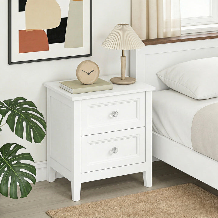 Nightstand with 2 Drawers Modern Bedside Table for Bedroom Living Room