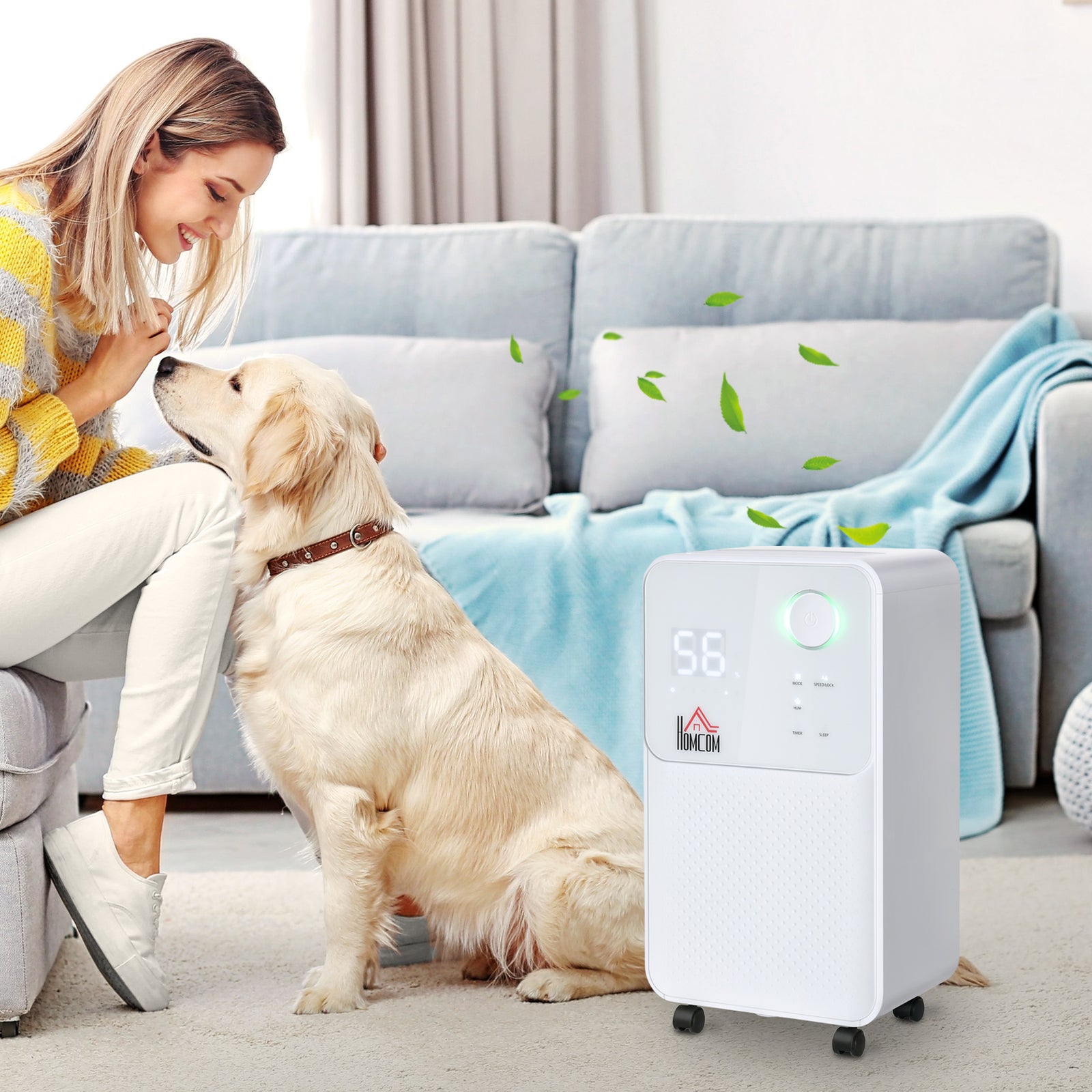 12L/Day Dehumidifier for Home, Laundry Room, Bedroom, Basement, Electric Moisture Air De-Humidifier with 4 Modes, Continuous Drainage, 24H Timer, Digital Humidity Display