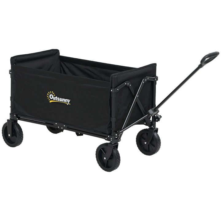 120L Festival Trolley on Wheels, Folding & Compact Camping Trolley Cart with Adjustable Handle for Garden, Beach, Fishing, Black