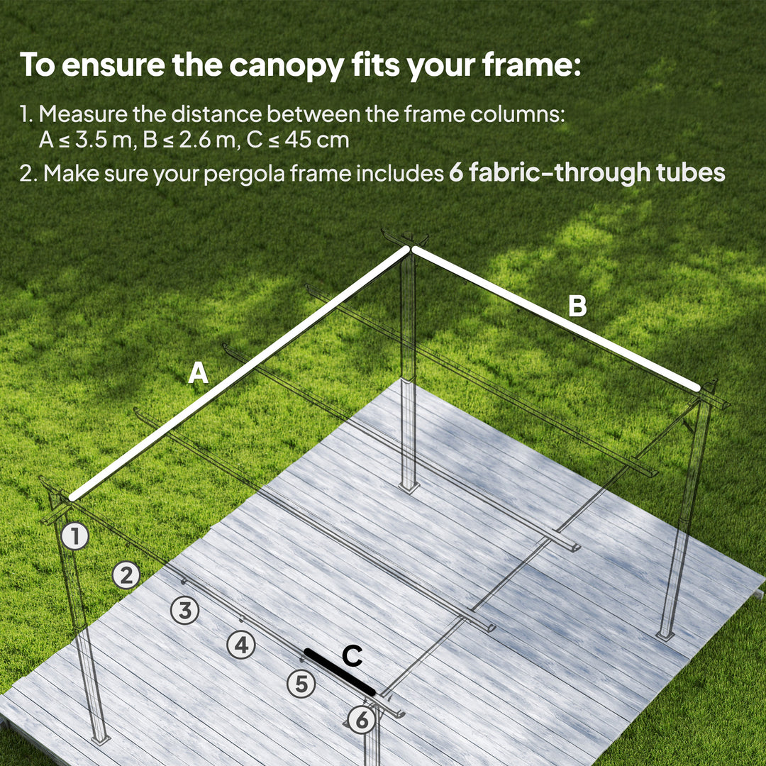 Retractable Pergola Cover, 3.5 x 2.6 m Replacement Canopy Fabric for 4
