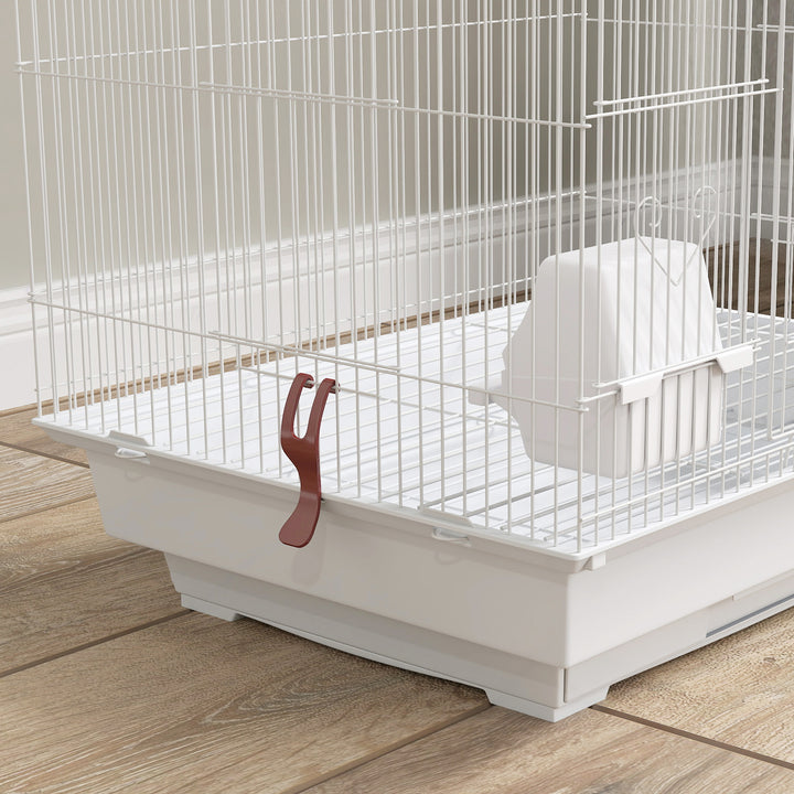 Bird Cage for Budgies, Finches, Canaries w/ Accessories, Toys, Tray, White