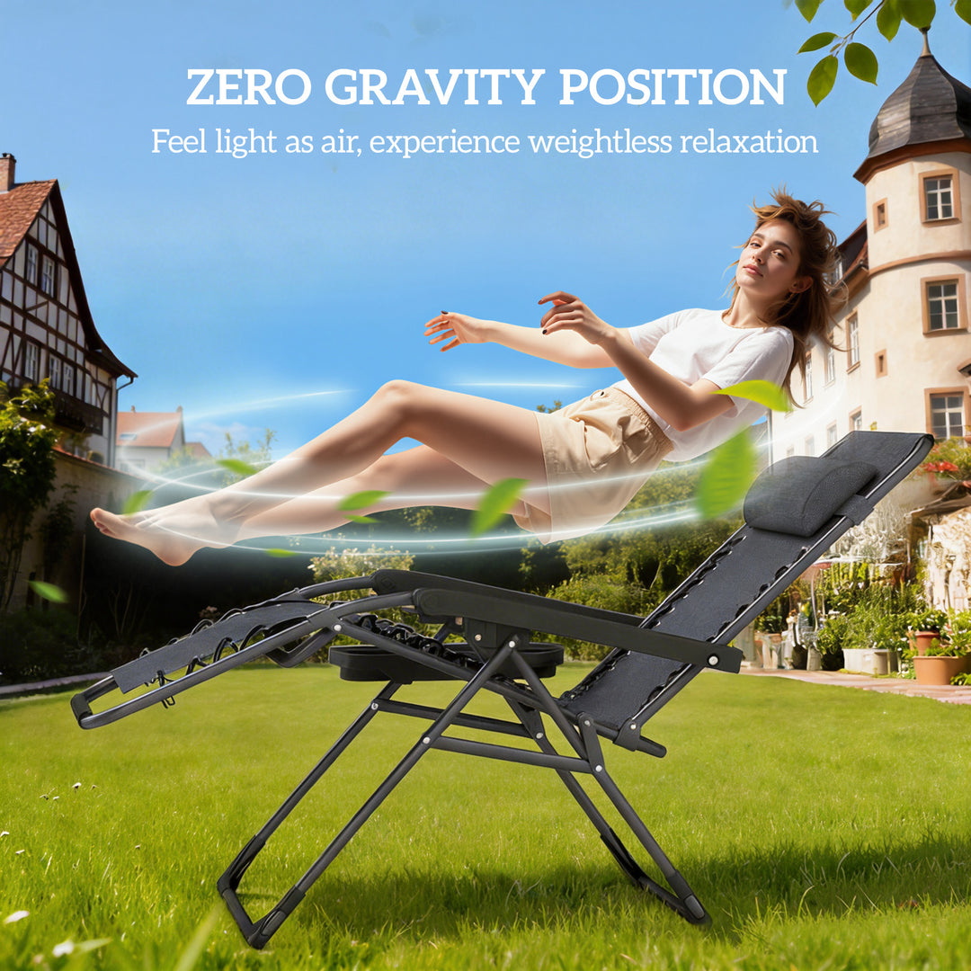 Zero Gravity Chairs Set of 2, Folding Sunloungers Reclining Garden Cha
