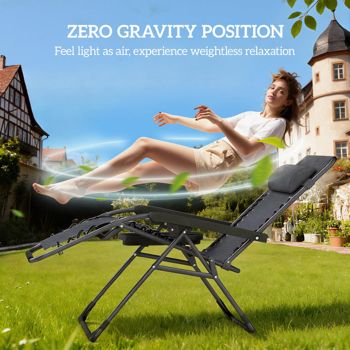Zero Gravity Chairs Set of 2, Folding Sunloungers Reclining Garden Cha