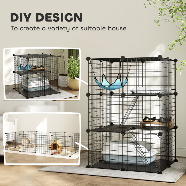 Indoor Cat Cage DIY Customizable 3-Tier Indoor Cat Enclosure with 3 Do
