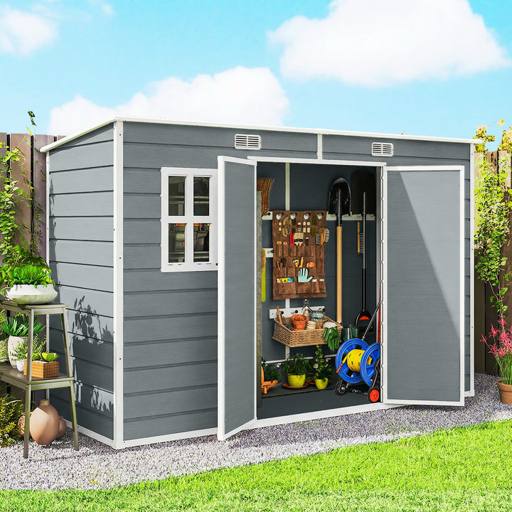 10 x 4 ft Resin Garden Shed, Outdoor Storage Shed with Floor, Windows,