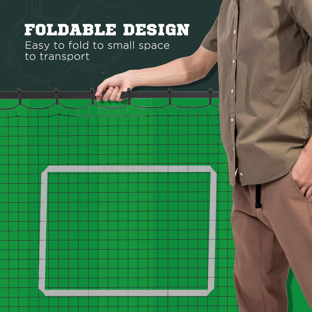 Foldable Football Rebounder Net, with Adjustable Angles - Black