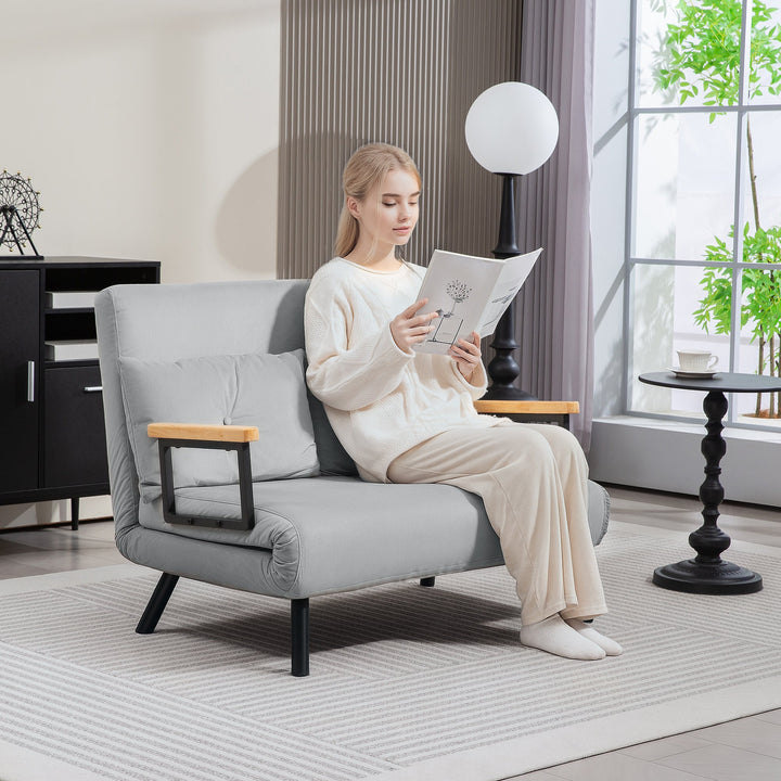 4-in-1 Velvet-Feel Double Sofa Bed, with Pillows