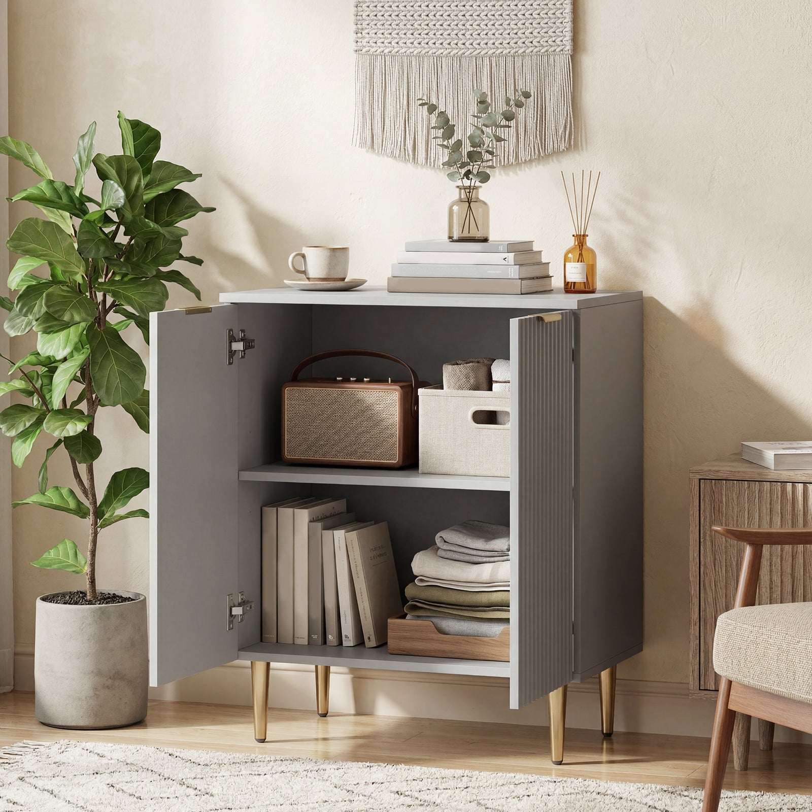 Sideboard Buffet Cabinet, Modern Kitchen Storage Cabinet with Adjustab