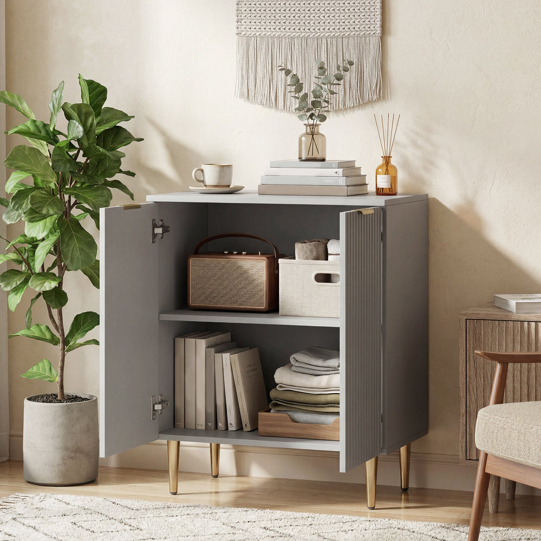 Sideboard Buffet Cabinet, Modern Kitchen Storage Cabinet with Adjustable Shelf and Metal Legs