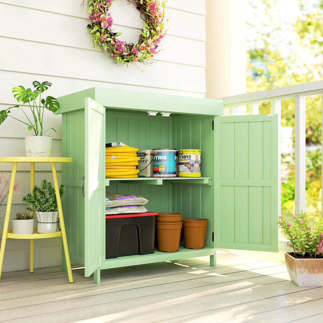Small Shed, Wooden Garden Shed with Openable Hinged Roof and Removable
