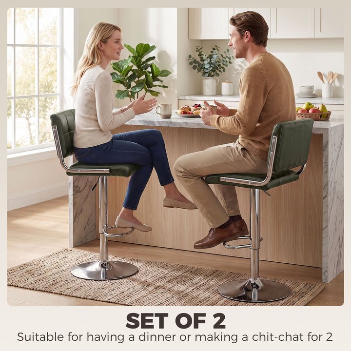 Bar Stools Modern PU Leather Adjustable Breakfast Bar Stools Backrest 