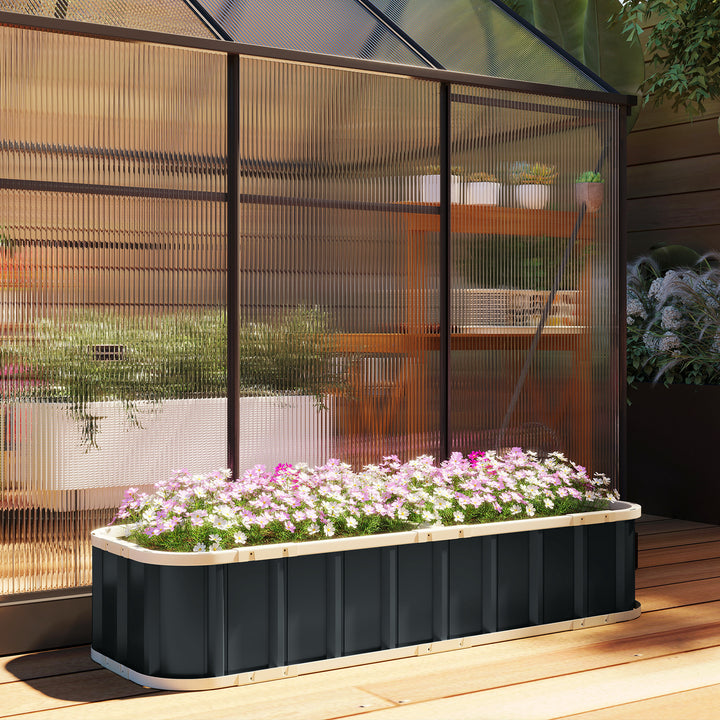Galvanised Raised Garden Bed, 5 x 2 x 1 ft Metal Planter with Gloves a