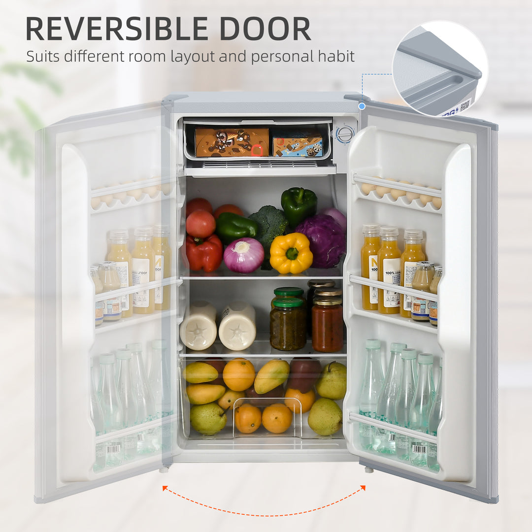 91 Litre Freestanding Under Counter Fridge Freezer, Small Fridge with Chiller Box, Adjustable Thermostat, 47.5cm Wide, Grey