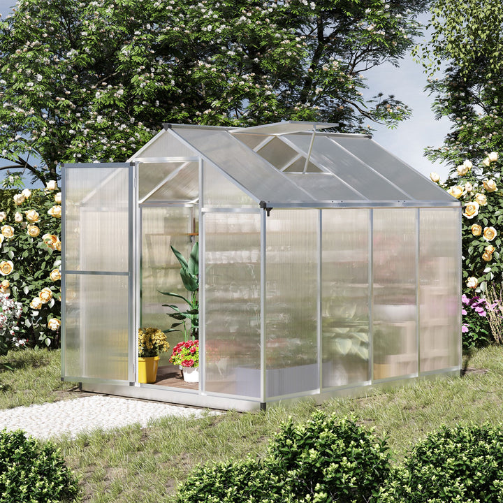 Outsunny 8x6ft Clear Polycarbonate Greenhouse Aluminium Frame Large Walk