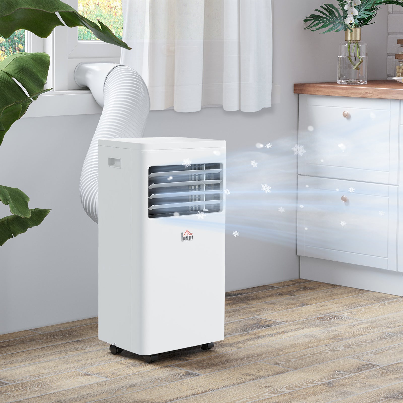 7000 BTU Air Conditioning Unit, 3-in-1 Portable Air Conditioner, Dehumidifier, Cooling Fan with 2 Speeds, 24H Timer, Remote Control, Digital Display, Window Venting Kit, 26m²