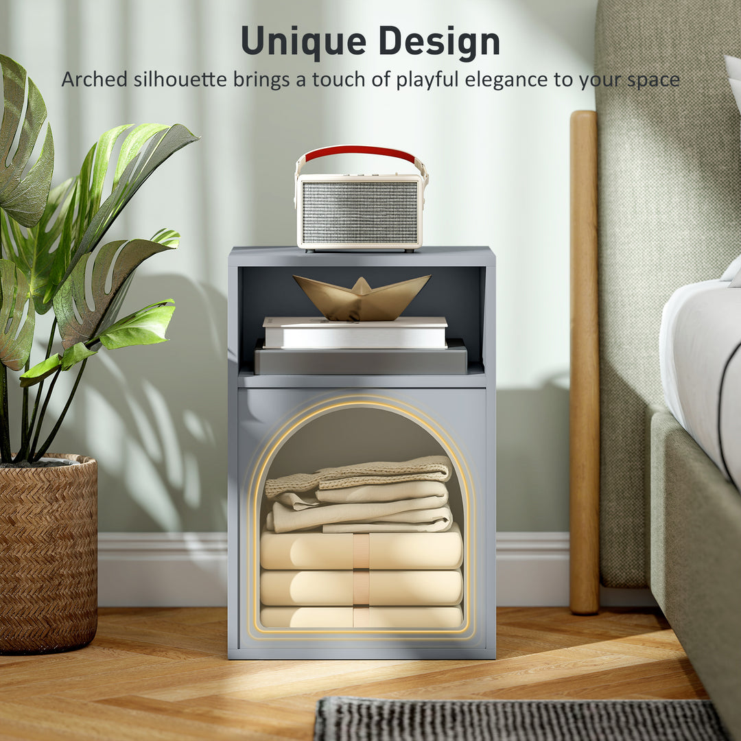 Bedside Table with 2 Open Compartments - Grey
