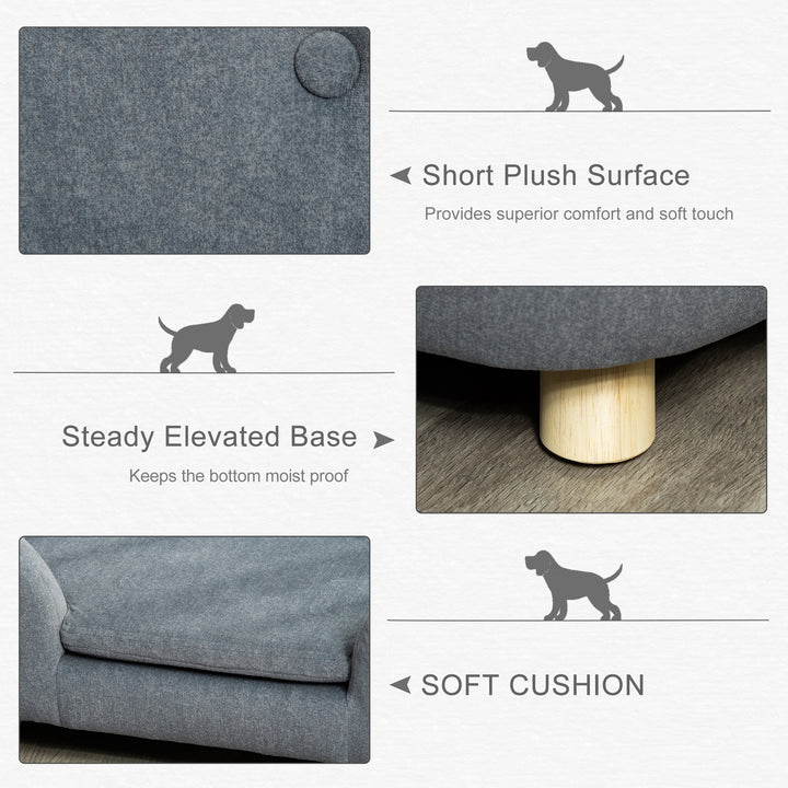 Dog Sofa Bed Pet Chair Couch with Water Resistant Fabric, Kitten Lounge with Soft Cushion, Wooden Frame for Mini Size Dogs - Grey