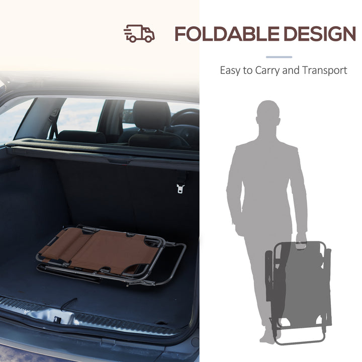 MCL 2 in 1 Folding Sun Lounger Reclining Garden Chair with 2-Level Adjustable Backrest, Outdoor Zero Gravity Recliner Garden Chair with Head Pillow and Armrests, Brown