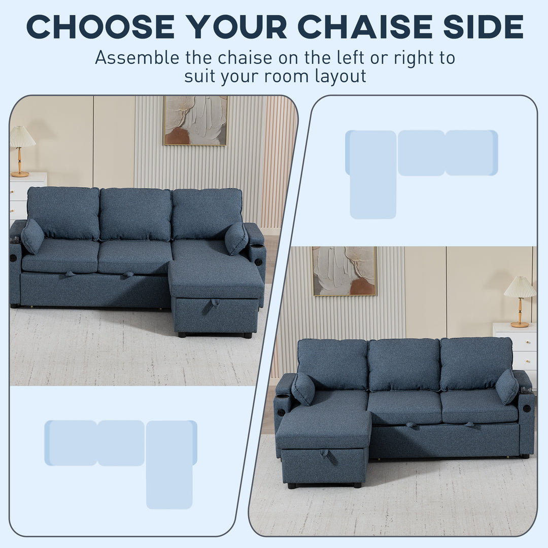 Corner Sofa Bed, L Shaped Sleeper Sectional Sofa with Reversible Stora