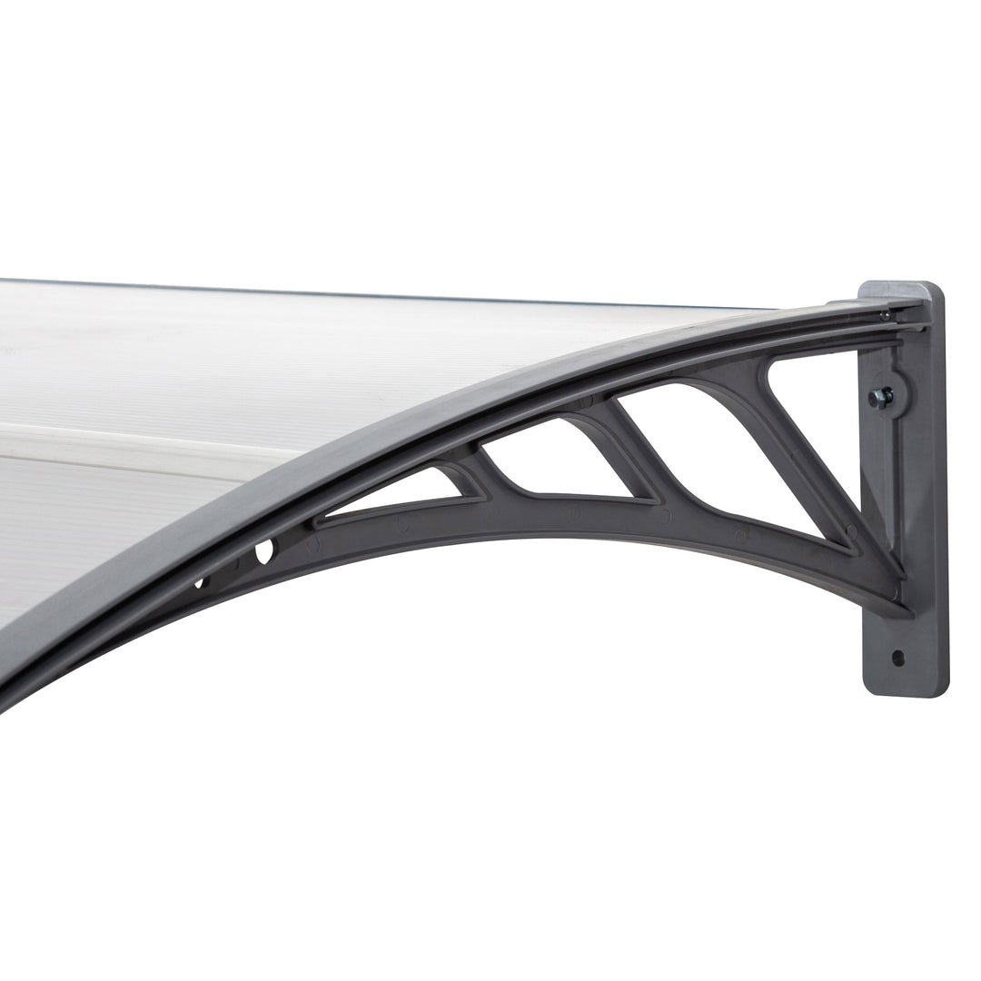 Front Door Canopy Outdoor Awning Aluminium Rigid Plastic Polycarbonate Rain Shelter UV Water Rain Resistant 196 x 75cm Clear