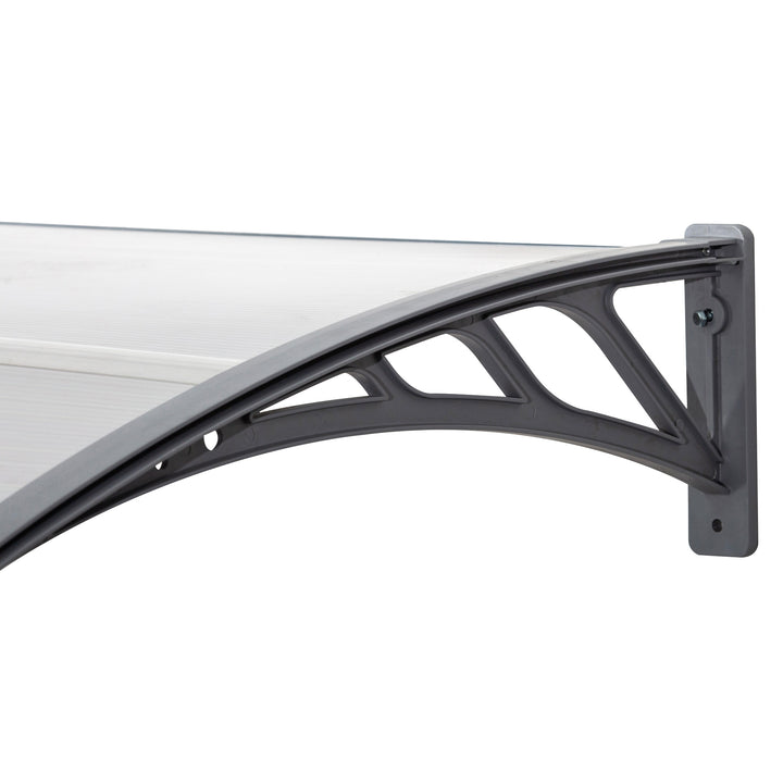 Front Door Canopy Outdoor Awning Aluminium Rigid Plastic Polycarbonate Rain Shelter UV Water Rain Resistant 196 x 75cm Clear
