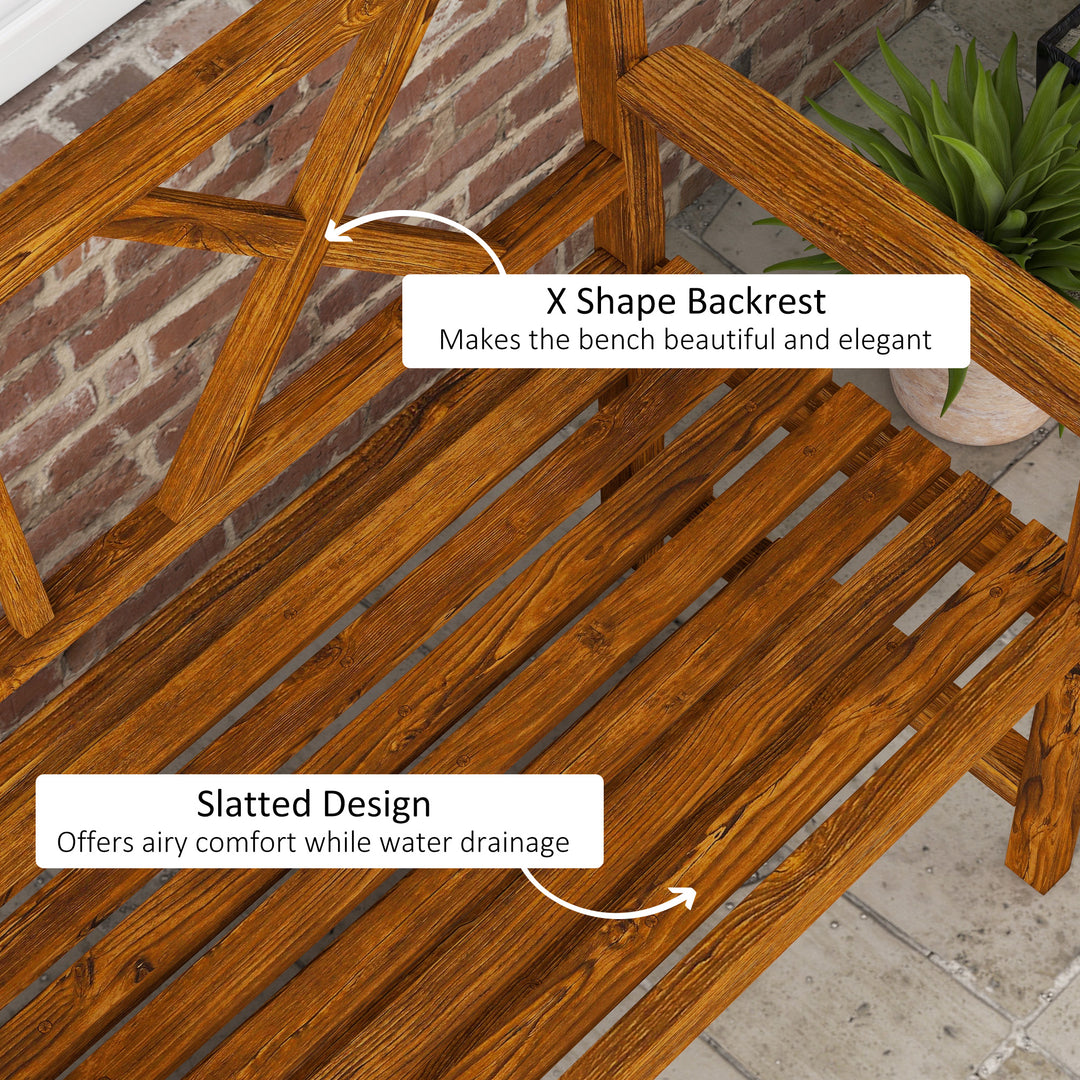 Two-Seater Fir Wood Bench, with Bottom Shelf - Natural
