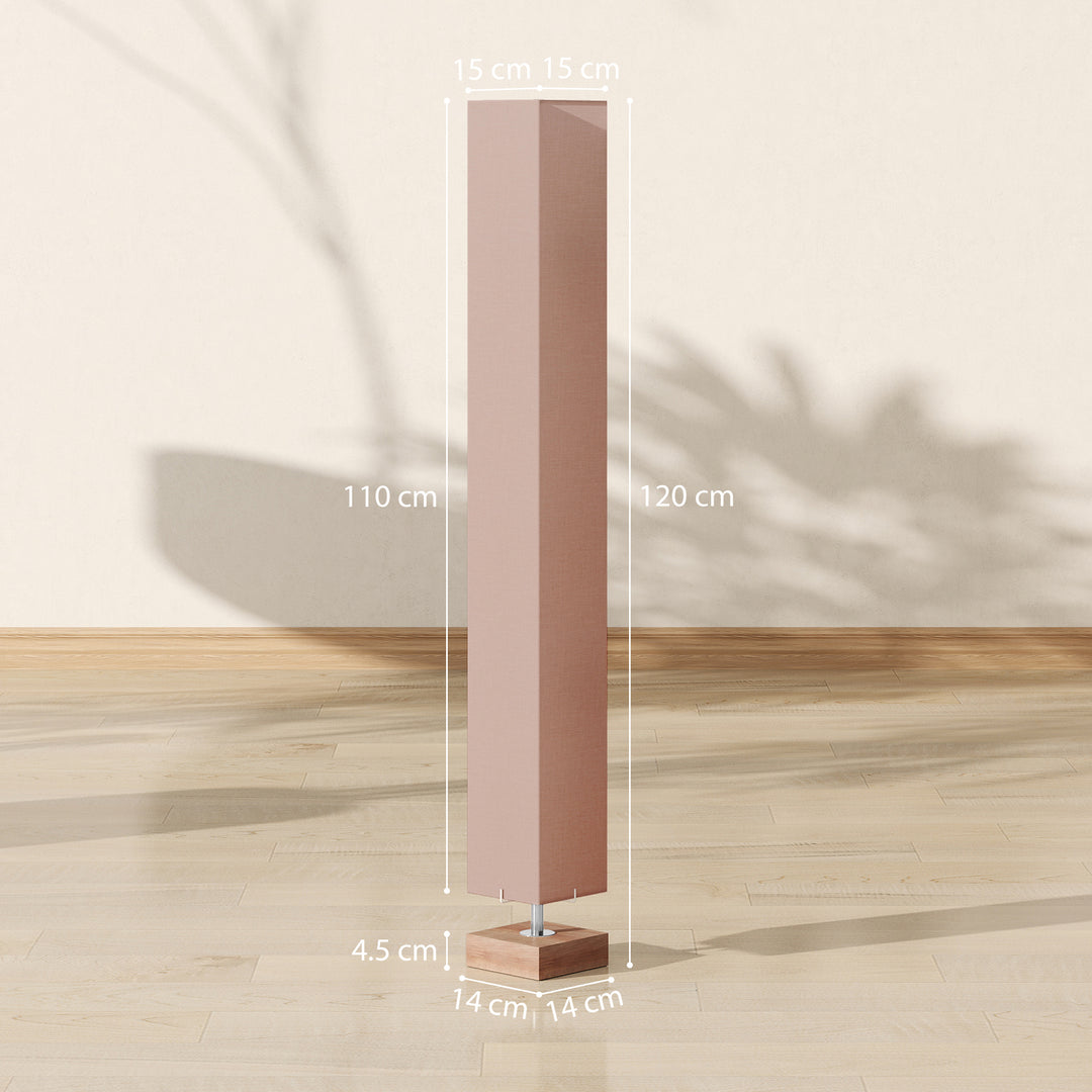 MCL Floor Lamp, 120cm Standing Lamp with Linen Lampshade, Standard Light with Pine Wood Base for Living Room, Bedroom (Bulbs Not Included)