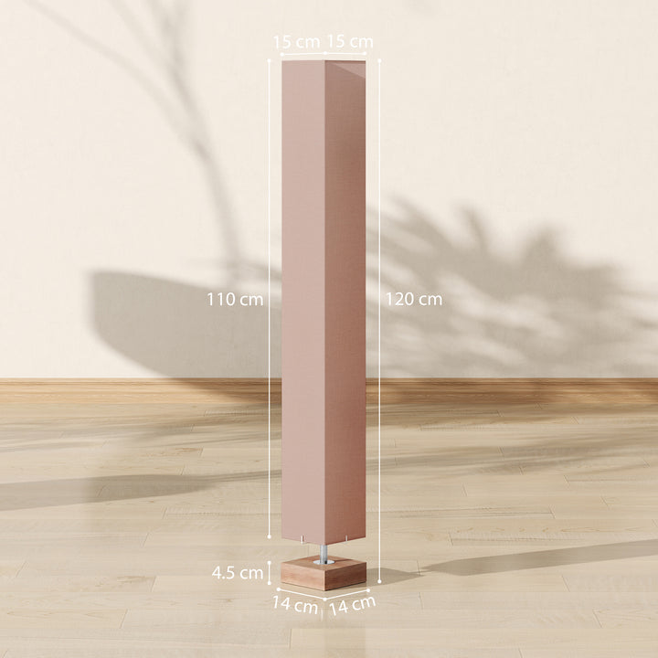 MCL Floor Lamp, 120cm Standing Lamp with Linen Lampshade, Standard Light with Pine Wood Base for Living Room, Bedroom (Bulbs Not Included)