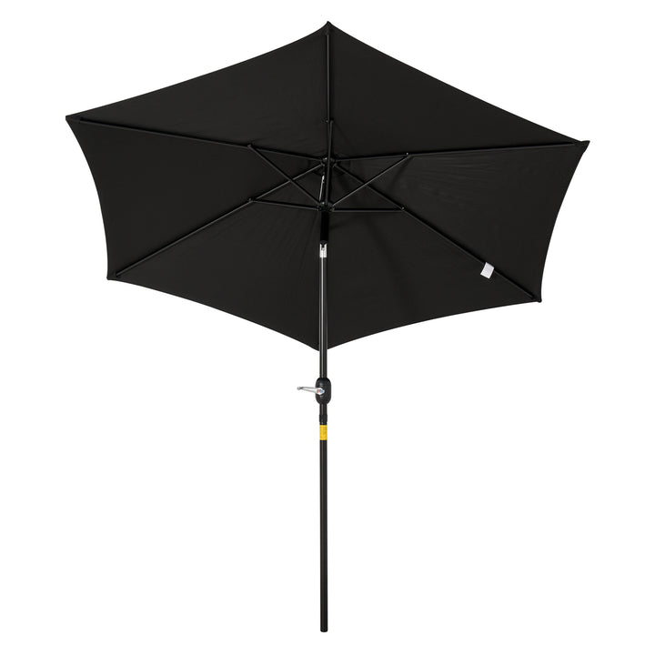 Outsunny Outdoor Garden Parasol with Tilt and Crank Mechanism, 2.7M Sun Shade Umbrella, Aluminium Frame, Black