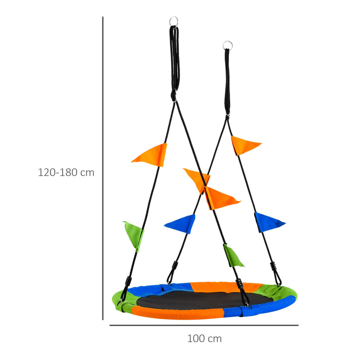 Kid Nest Swing Seat Saucer Tree Swing 40 Inch/100cm Adjustable Rope Outdoor Indoor for Kids Over 3 Years Old Multi-Colour