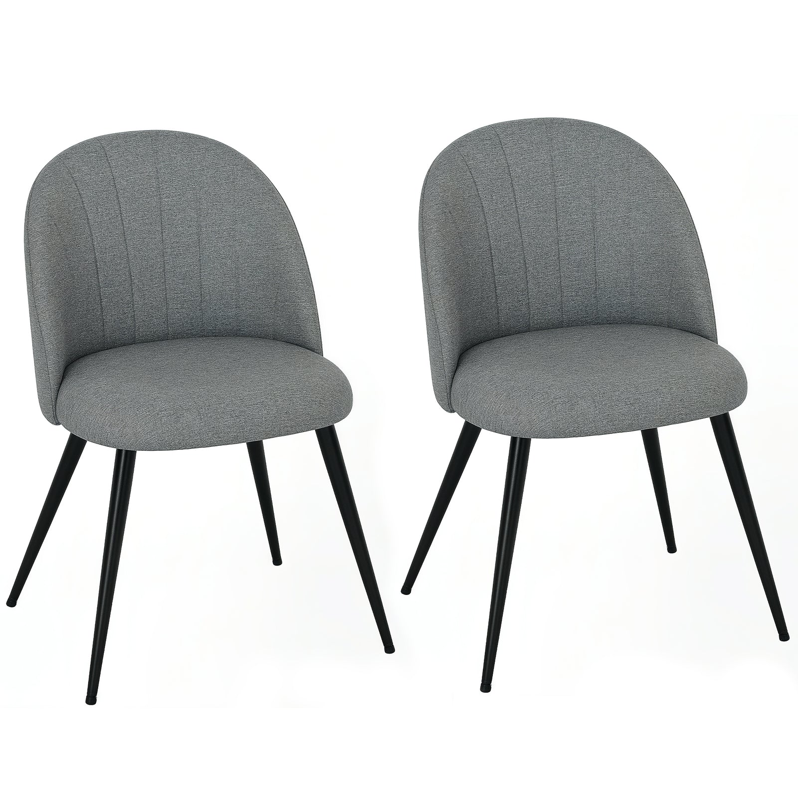Dining Chairs Set of 2, Modern Upholstered Kitchen Chairs with Metal Legs, Shell Backrest and Padded Seat for Dining Room, Bedroom, Living Room, Vanity, Grey