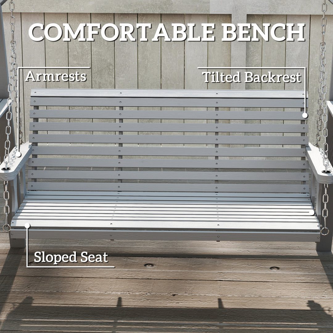 Three-Seater Wooden Swing Bench, Dark Grey